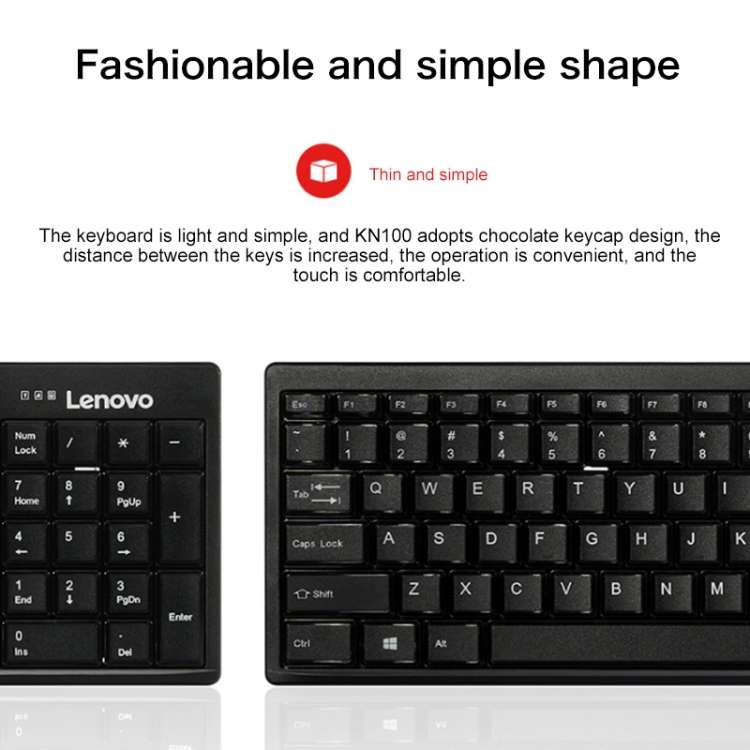 Lenovo KN100 Simple Wireless Keyboard Mouse Set (Black)
