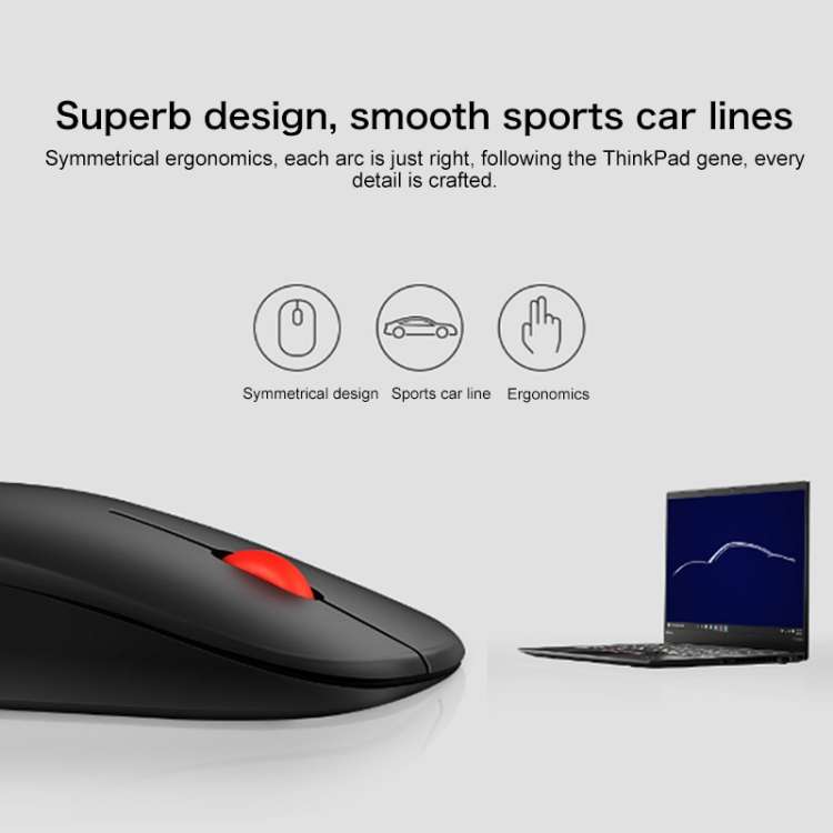 Lenovo thinkplus Bluetooth 4.0 Portable Wireless Bluetooth Mouse (Black)