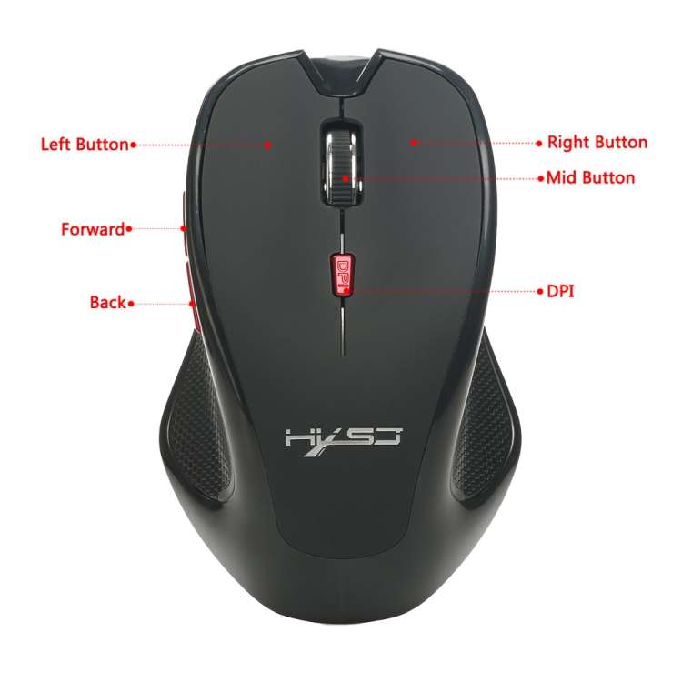 HXSJ T21 2.4GHz Bluetooth 3.0 6-keys Wireless 2400DPI Four-speed Adjustable Optical Gaming Mouse for