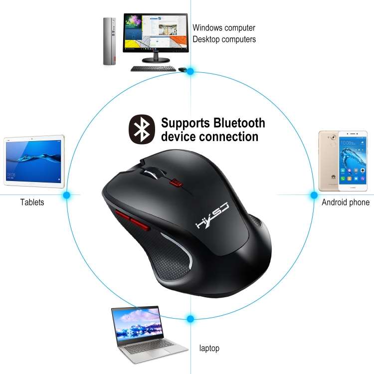 HXSJ T21 2.4GHz Bluetooth 3.0 6-keys Wireless 2400DPI Four-speed Adjustable Optical Gaming Mouse for