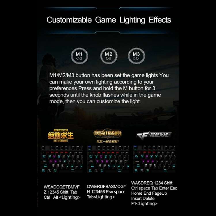 AULA F2088 108 Keys Mixed Light Mechanical Black Switch Wired USB Gaming Keyboard with Metal Button(