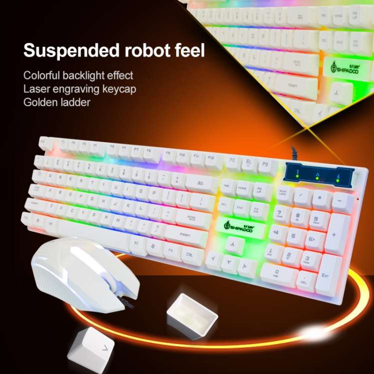 SHIPADOO D280 Wired RGB Backlight Mechanical Feel Suspension Keyboard + 3D Cool Mouse Kit for Laptop
