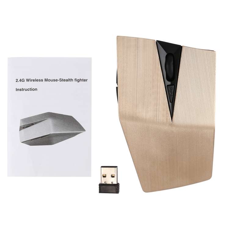 2.4GHz USB Receiver Adjustable 1200 DPI Wireless Optical Mouse for Computer PC Laptop (Gold)