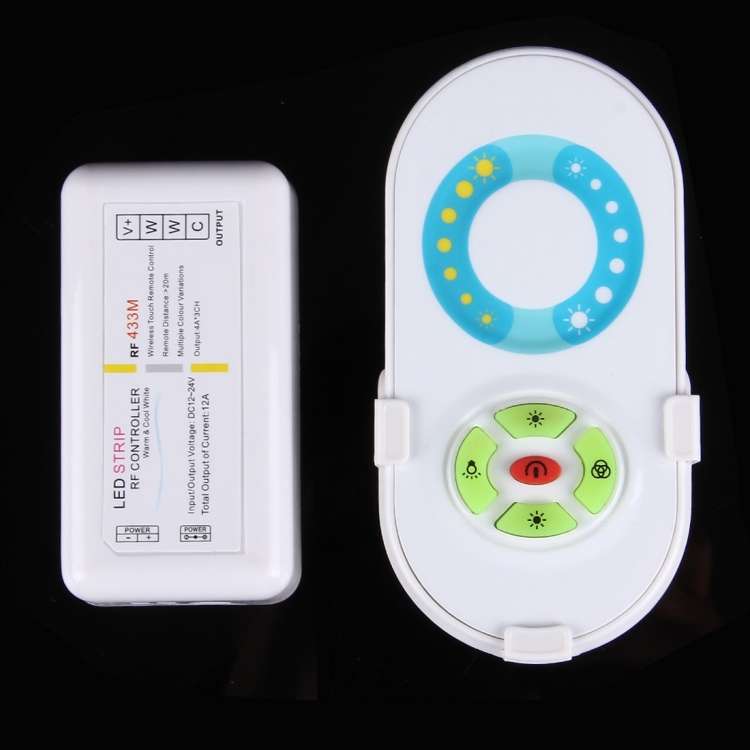 S202 Dual Channels 433MHz RF Wireless LED Strip Controller with Wall Mount, Half-touch, 5 Keys, Volt