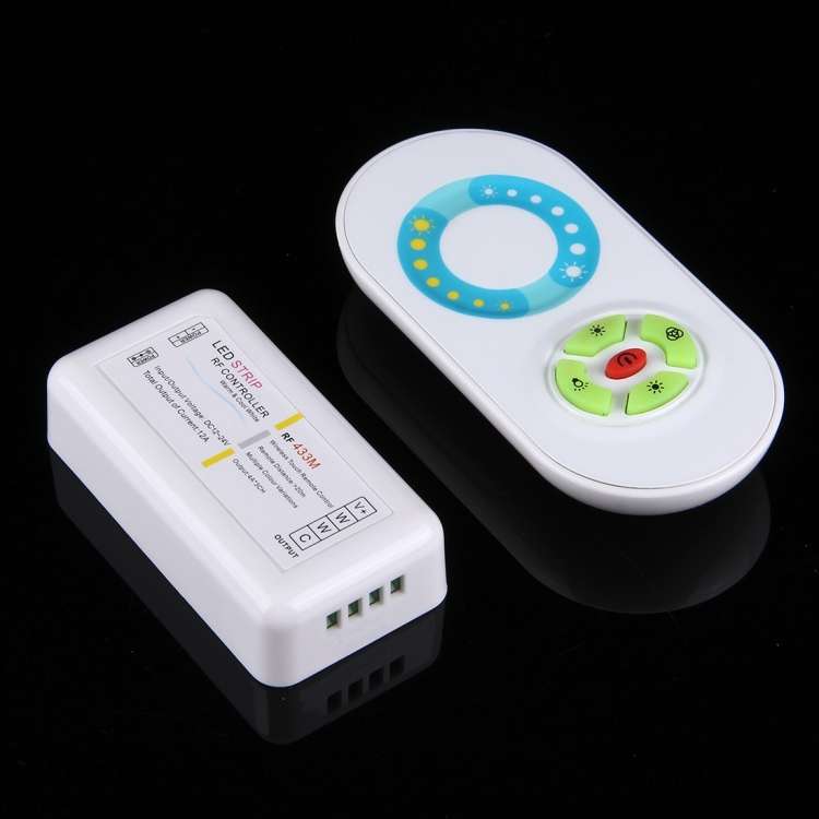 S202 Dual Channels 433MHz RF Wireless LED Strip Controller with Wall Mount, Half-touch, 5 Keys, Volt