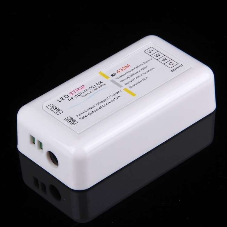S202 Dual Channels 433MHz RF Wireless LED Strip Controller with Wall Mount, Half-touch, 5 Keys, Volt