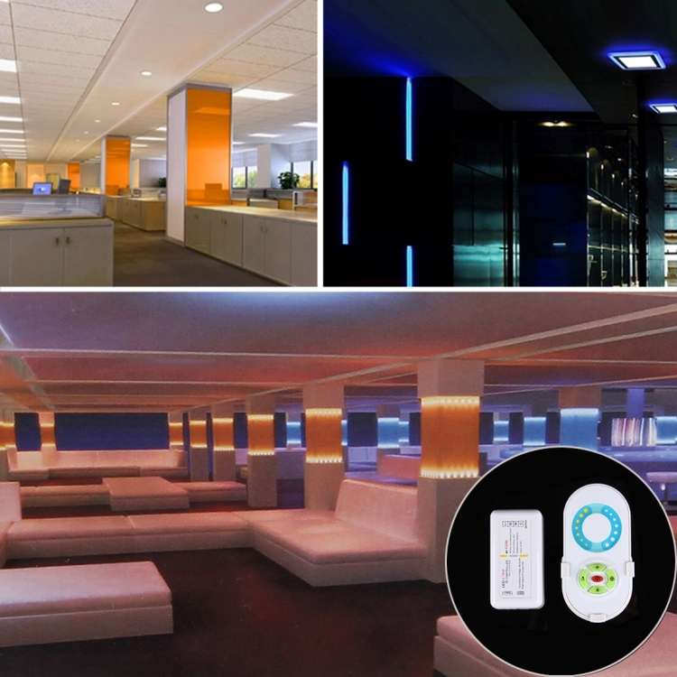 S202 Dual Channels 433MHz RF Wireless LED Strip Controller with Wall Mount, Half-touch, 5 Keys, Volt