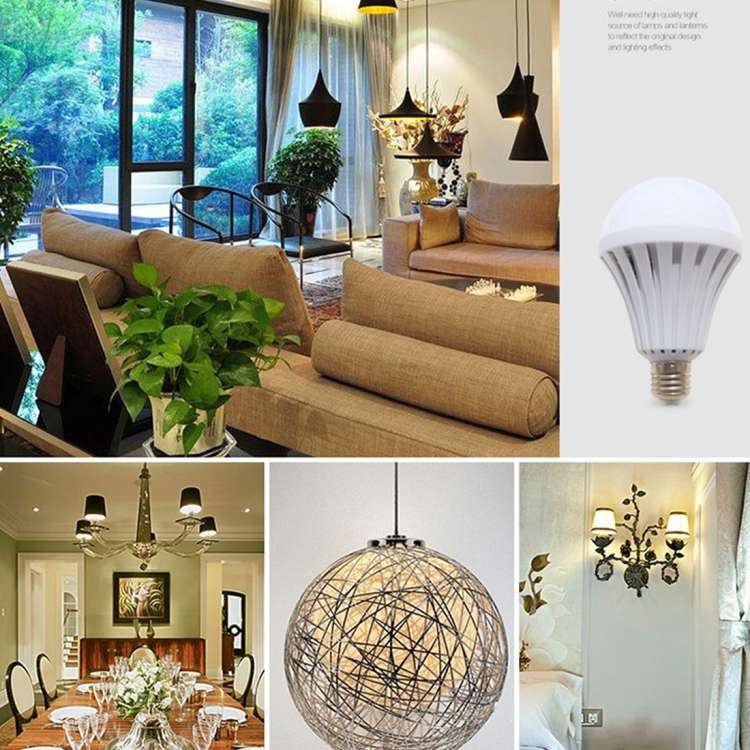 E27 12W SMD 5730 LED Bulbs, 24 LEDs 1080 LM 6000-6500K LED Intelligent Emergency Ball Steep Lights,
