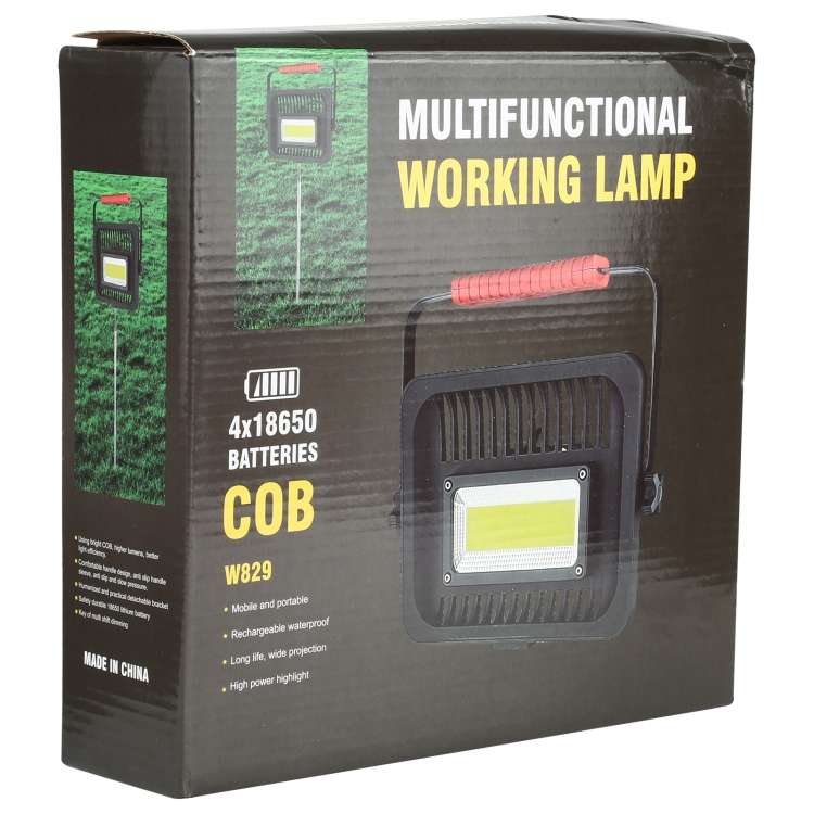 W829 50W COB LED Multifunctional Outdoor Work Light Rechargeable Floodlight with Portable Stand, US