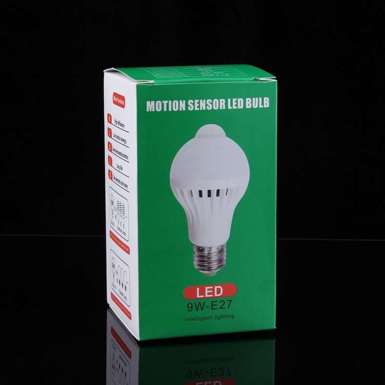 E27 9W Infrared Motion Sensor LED Light Bulb, Sensor Distance: 4-6m, AC 85-265V