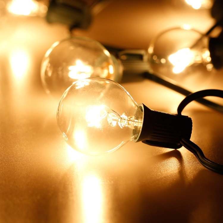 G40-EU-25 G40 7.6m 175W E12 IP44 Waterproof Retro Filament Bulb String Light, 25 Bulbs LED Decorativ