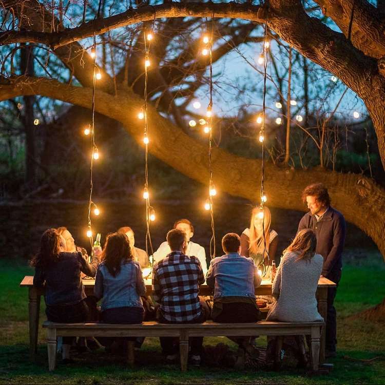 G40-EU-25 G40 7.6m 175W E12 IP44 Waterproof Retro Filament Bulb String Light, 25 Bulbs LED Decorativ
