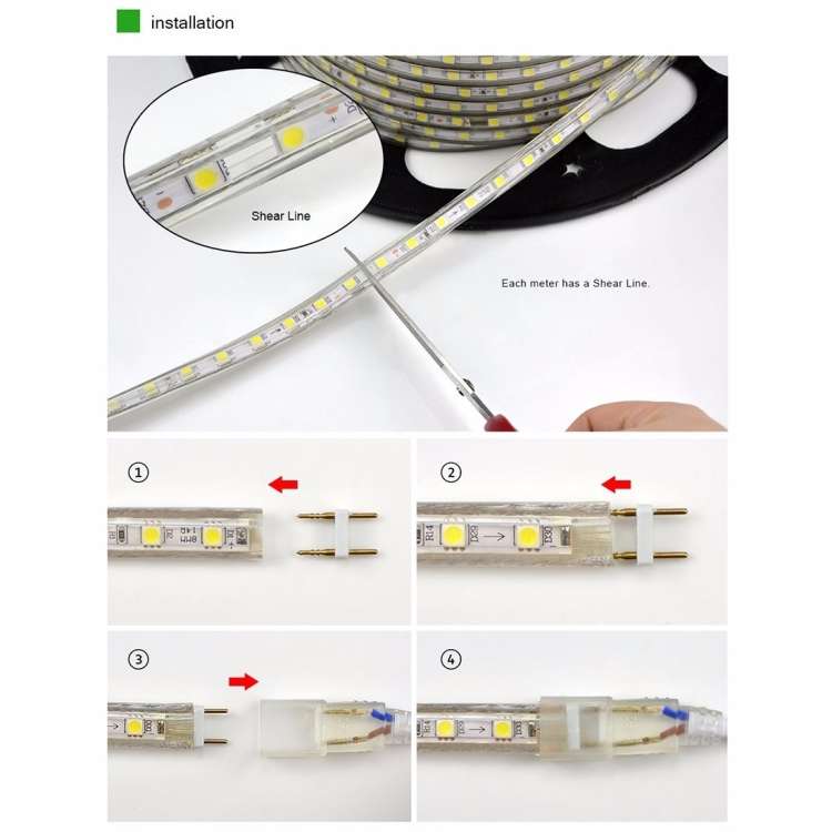 Casing Waterproof LED Light Strip, Length: 2m, Waterproof IP65 SMD 5730 LED Light with Power Plug, 1