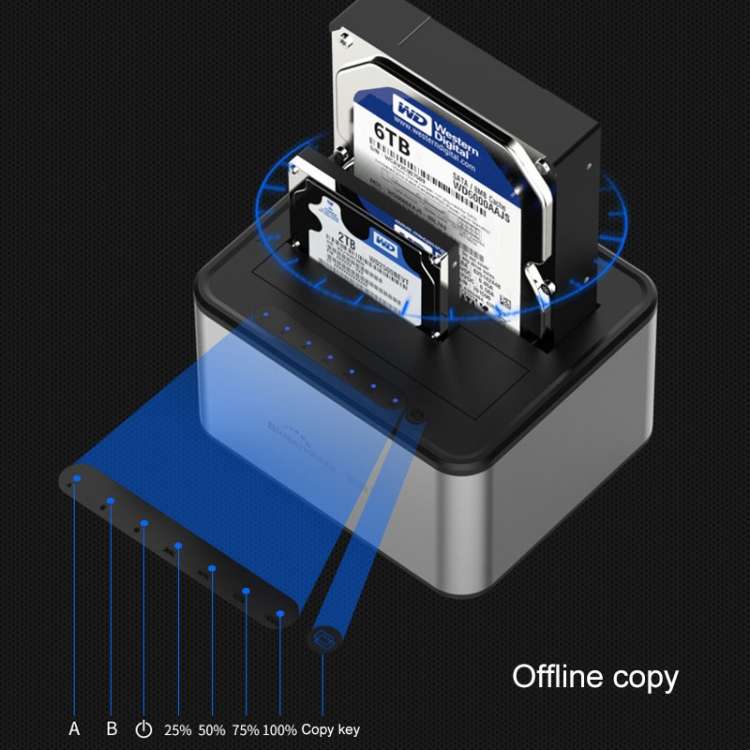 Blueendless 2.5 / 3.5 inch SATA USB 3.0 2 Bay Offline Copy Hard Drive Dock (AU Plug)