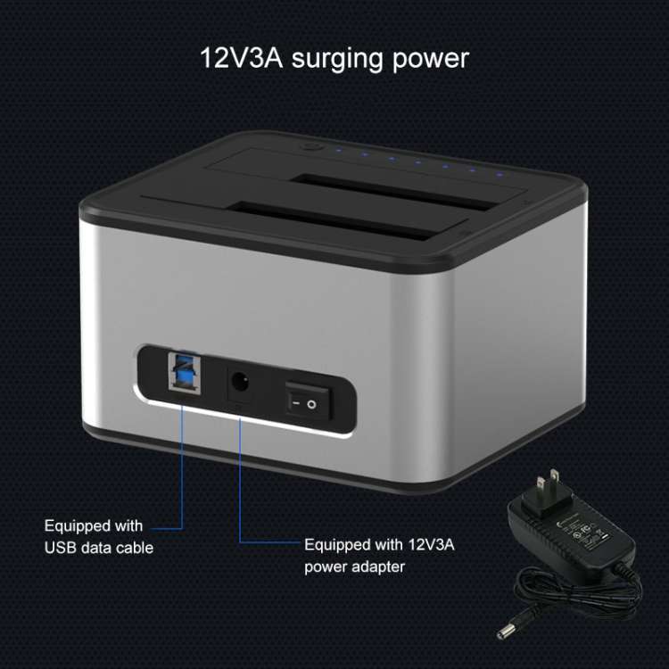 Blueendless 2.5 / 3.5 inch SATA USB 3.0 2 Bay Offline Copy Hard Drive Dock (AU Plug)