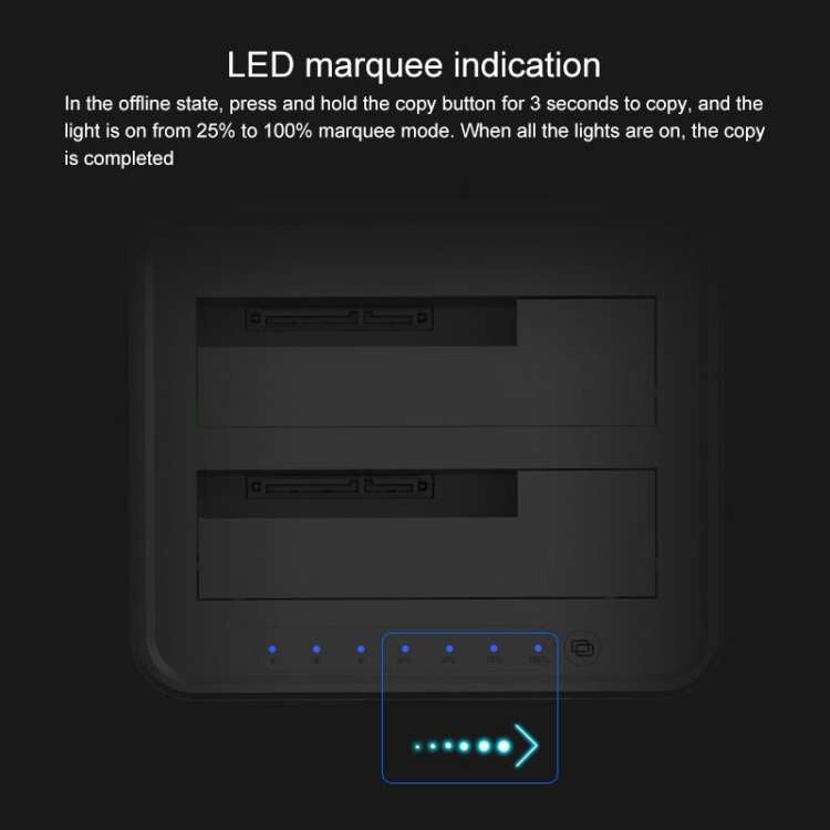 Blueendless 2.5 / 3.5 inch SATA USB 3.0 2 Bay Offline Copy Hard Drive Dock (AU Plug)