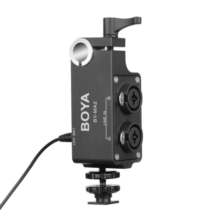 BOYA BY-MA2 Dual-Channel XLR Audio Mixer with 6.35mm input & 3.5mm Jack for DSLR Cameras (Black)