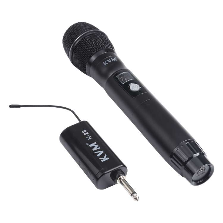 KVM KV-28 1-to-2 Handheld UHF/VHF Wireless Microphones with Receiver(Black)