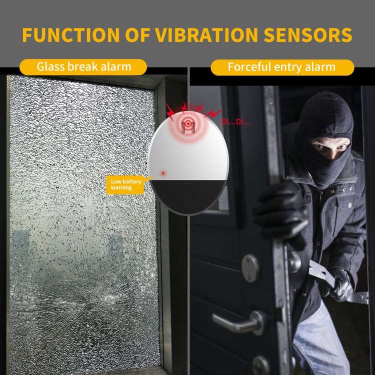 DOBERMAN SE-0106 Ultra-slim Round Door / Window Alert Detect Vibration Sensor Alarm for Home Alarms
