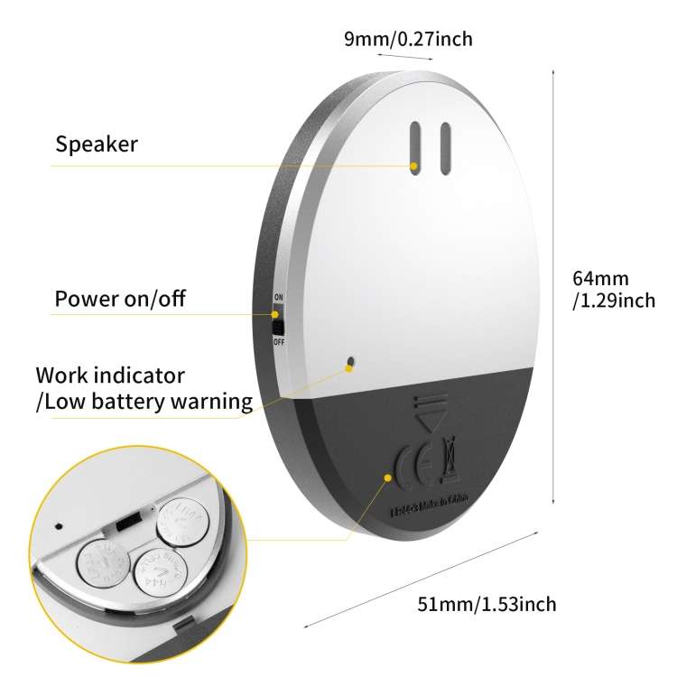 DOBERMAN SE-0106 Ultra-slim Round Door / Window Alert Detect Vibration Sensor Alarm for Home Alarms