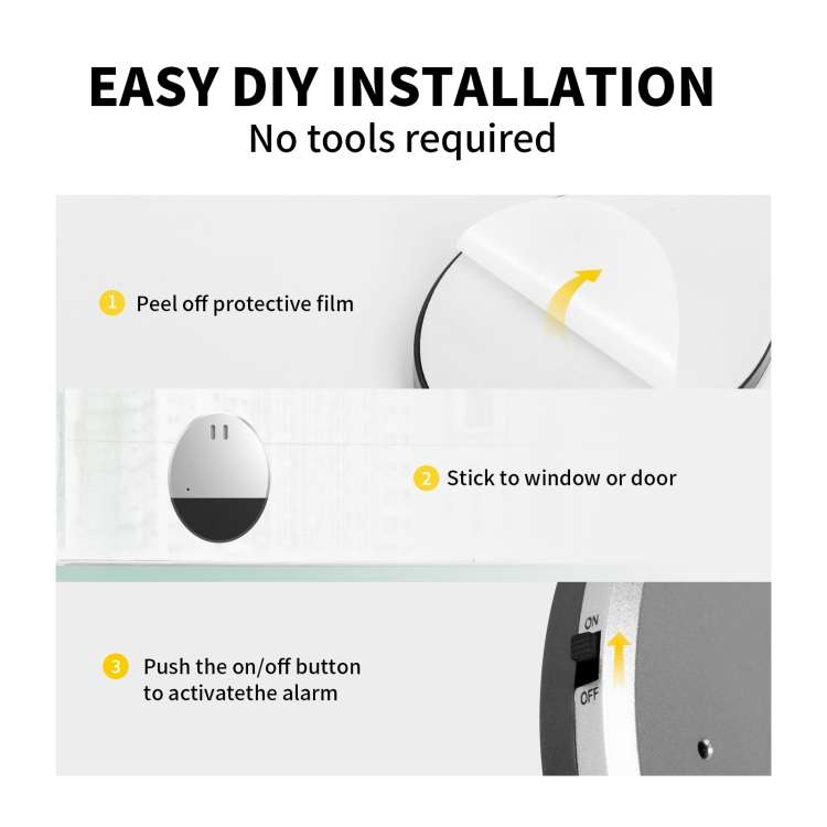DOBERMAN SE-0106 Ultra-slim Round Door / Window Alert Detect Vibration Sensor Alarm for Home Alarms