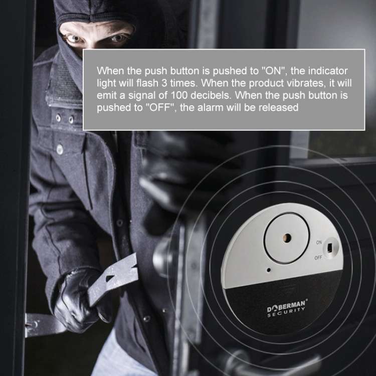 DOBERMAN SE-0106 Ultra-slim Round Door / Window Alert Detect Vibration Sensor Alarm for Home Alarms