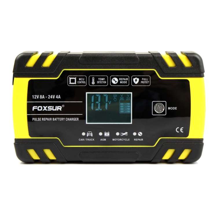 FOXSUR 12V-24V Car Motorcycle Truck Repair Battery Charger AGM Charger, US Plug