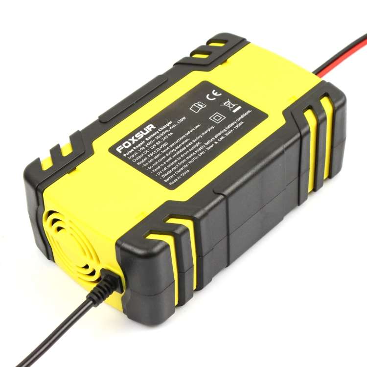 FOXSUR 12V-24V Car Motorcycle Truck Repair Battery Charger AGM Charger, EU Plug
