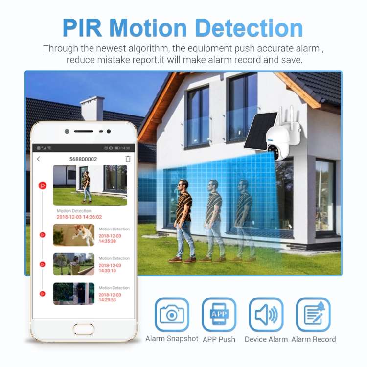 ESCAM QF255 2.0 Million Pixels 1080P HD WiFi Solar Camera, Support Two-way Voice & PIR Motion Detect