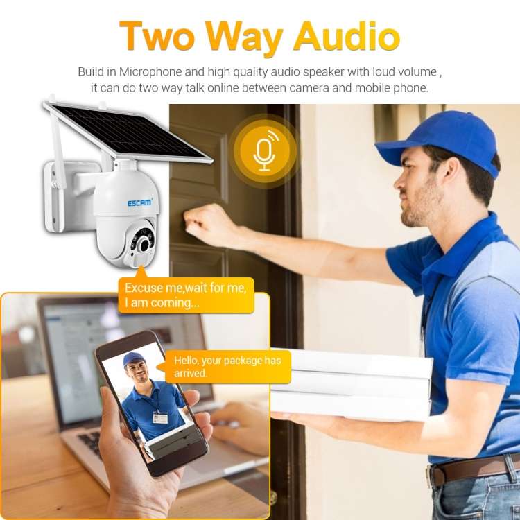 ESCAM QF450 HD 1080P 4G EU Version Solar Powered IP Camera with 64G Memory, Support Two-way Audio &