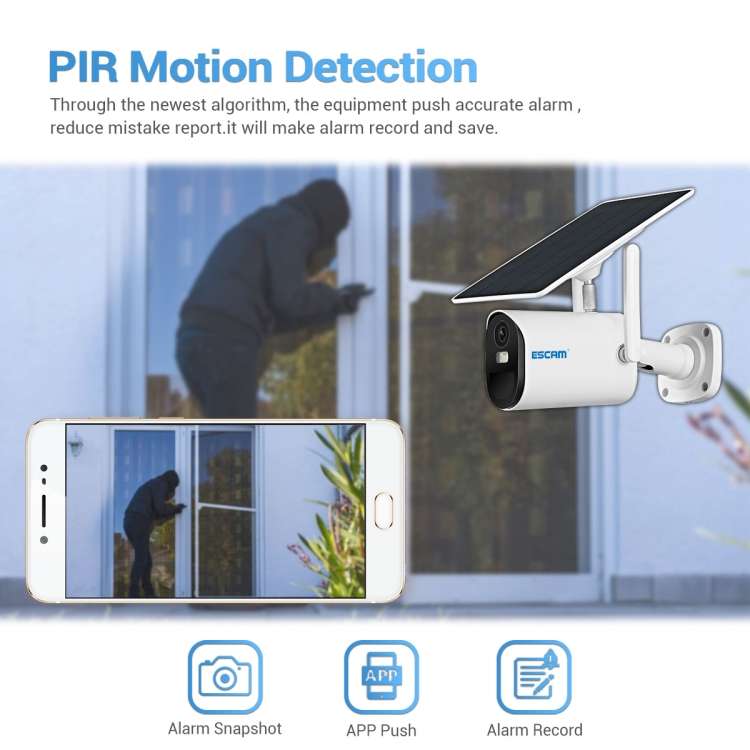 ESCAM QF290 HD 1080P WiFi Solar Panel IP Camera, Support Motion Detection / Night Vision / TF Card /