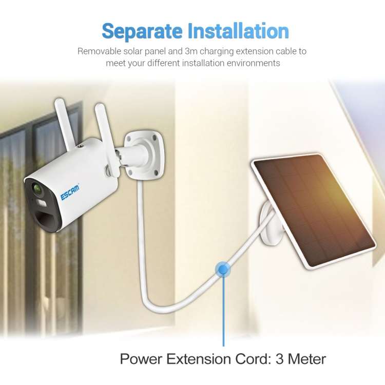 ESCAM QF290 HD 1080P WiFi Solar Panel IP Camera, Support Motion Detection / Night Vision / TF Card /