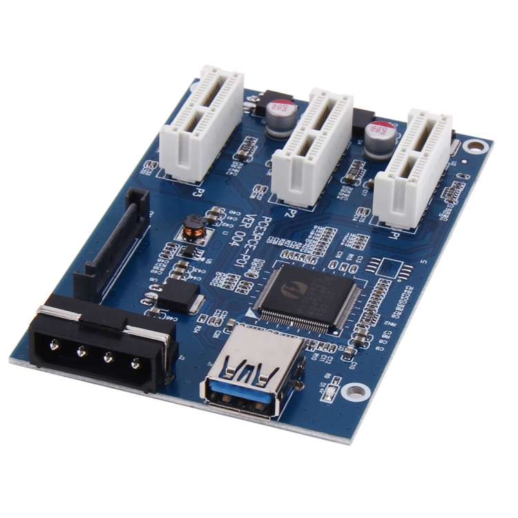 PCI-E 1 to 3 PCI Express 1 Slots Riser Card 3 PCI-E Slot Adapter PCI-E Port Multiplier Card with 60c