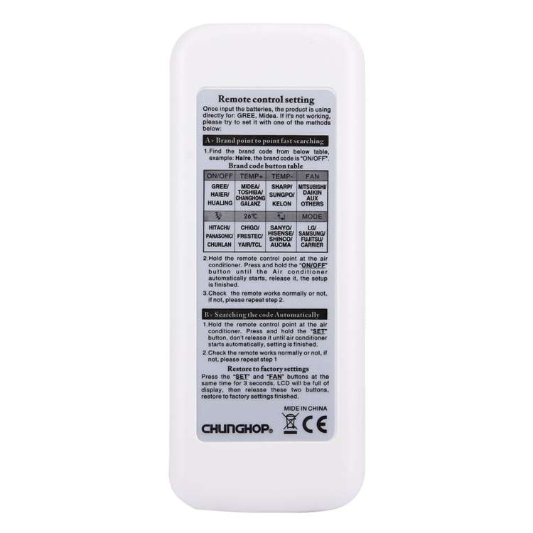 CHUNGHOP K-630E Universal LCD Air-Conditioner Remote Controller