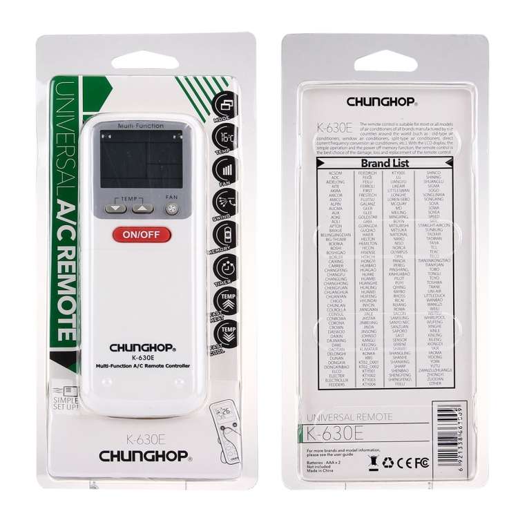 CHUNGHOP K-630E Universal LCD Air-Conditioner Remote Controller
