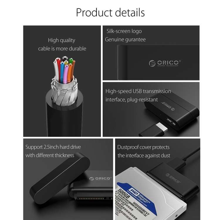 ORICO 20UTS-U3 USB 3.0 to SATA Hard Drive Adapter Cable Converter for 2.5 inch HDD / SSD, Support OT