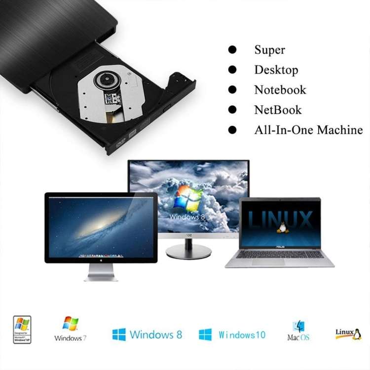 Brushed Texture USB 3.0 POP-UP Mobile External DVD-Rw DVD / CD Rewritable Drive External ODD & HDD D