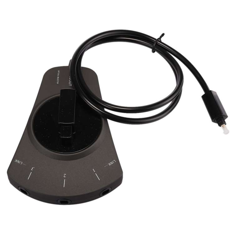 EMK 3 input 1 output Digital Optical Audio Switcher with Toslink Selector Switch for MD / DVD / VCR