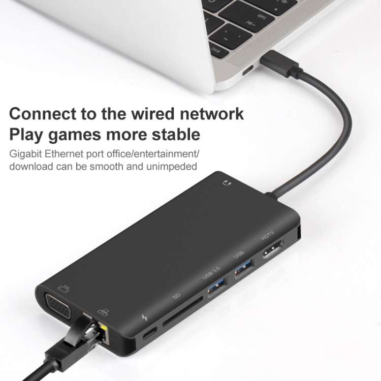 Onten 9591BD 8 in 1 USB-C / Type-C to PD USB-C / Type-C Charging + 100M Ethernet Port + Dual USB 3.0