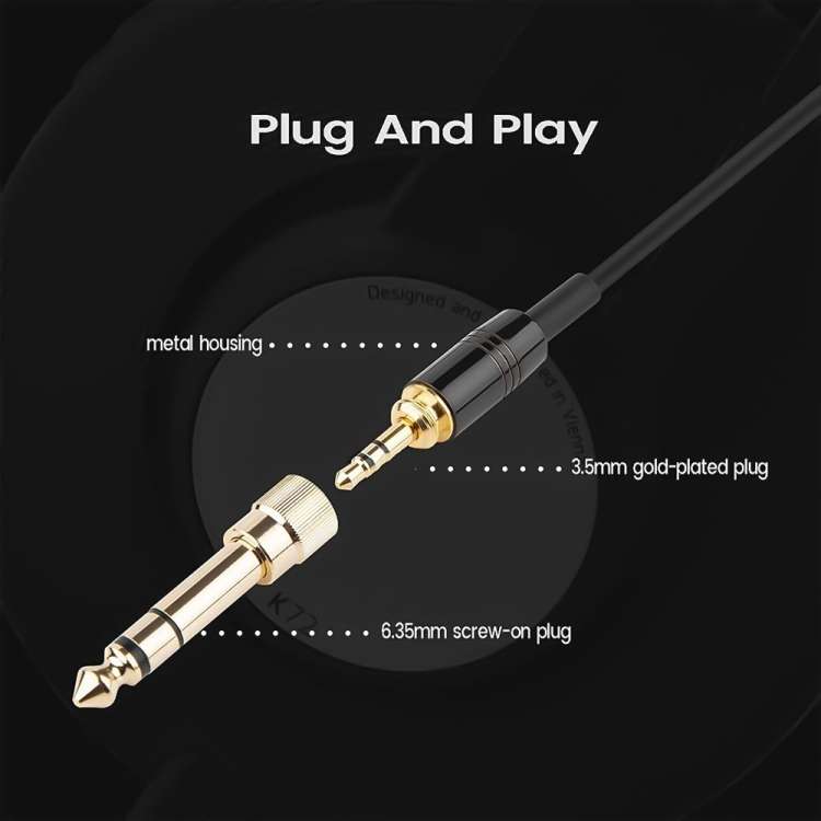 ZS0225 Headphone Audio Cable for AKG Q701 / Pioneer HDJ-2000 (Black)