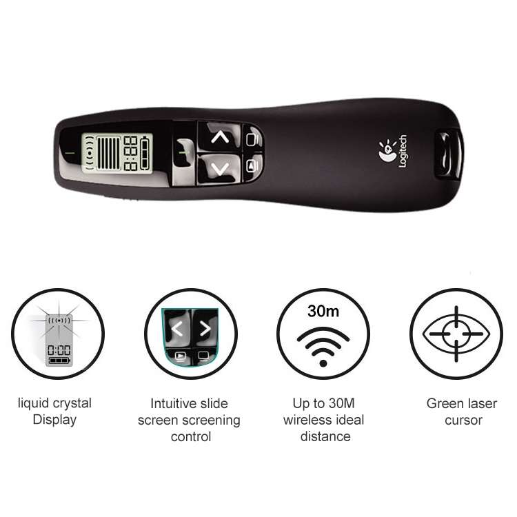 Logitech R800 2.4Ghz USB Wireless Presenter PPT Remote Control Flip Pen