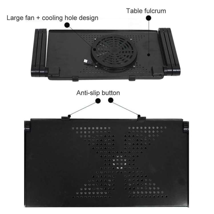 Portable 360 Degree Adjustable Foldable Aluminium Alloy Desk Stand with Cool Fans & Mouse Pad for La