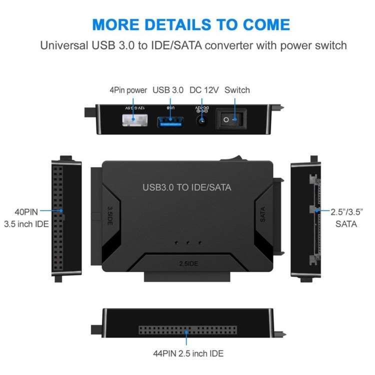 USB 3.0 to SATA / IDE Hard Disk Drive Converter Adapter Cable for 2.5 inch / 3.5 inch SATA IDE HDD,