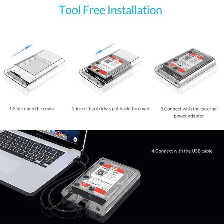 ORICO 3139U3 3.5 inch SATA HDD USB 3.0 Micro B External Hard Drive Enclosure Storage Case(Transparen