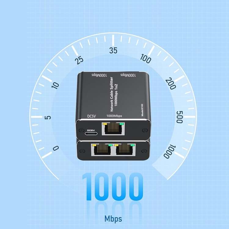 KC-E102 1000M LAN 1 to 2 RJ45 Splitter Adapter Ethernet Network Female Connector
