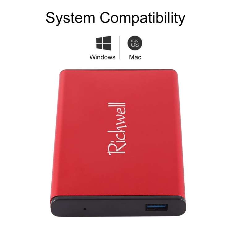 Richwell SATA R2-SATA-1TGB 1TB 2.5 inch USB3.0 Super Speed Interface Mobile Hard Disk Drive(Red)
