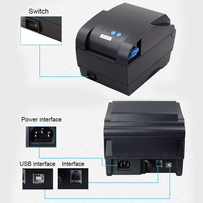 Xprinter XP-365B USB Port Thermal Automatic Calibration Barcode Printer