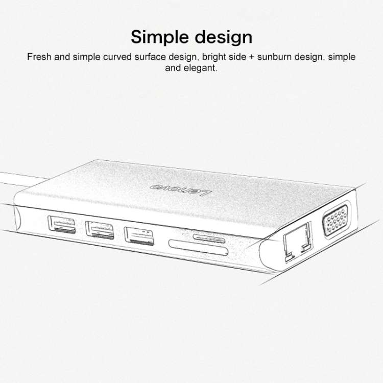 Lenovo LX0801 Pro Type-C / USB-C Network Cable Interface Converter Docking Station