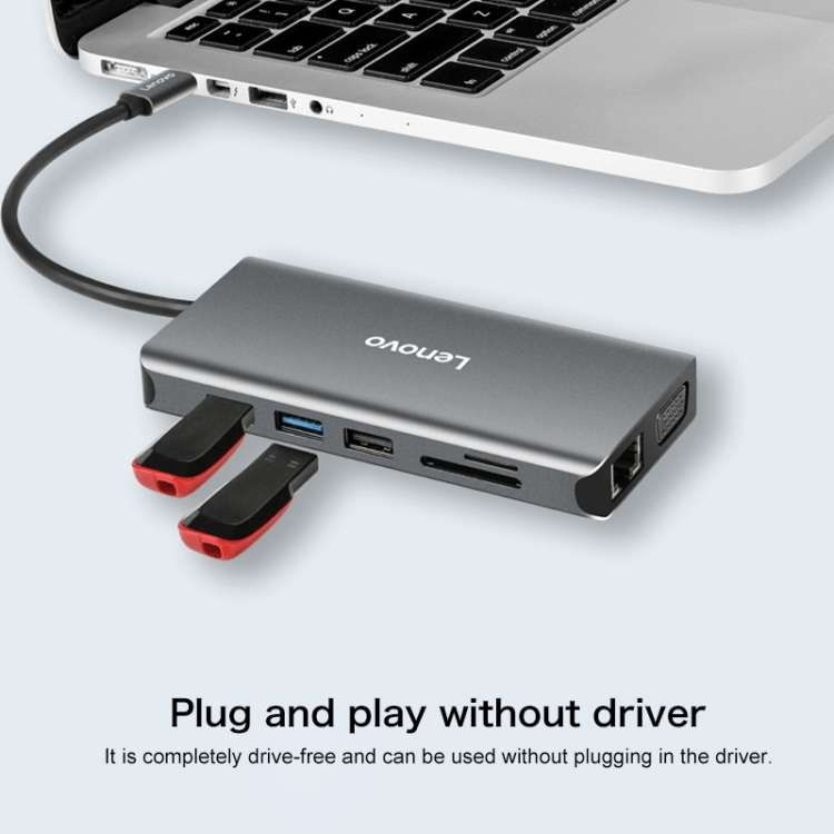 Lenovo LX0801 Pro Type-C / USB-C Network Cable Interface Converter Docking Station