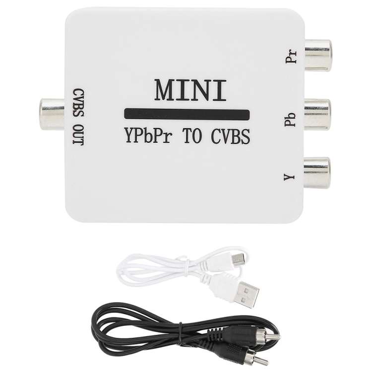 Mini YPBPR to CVBS Video Converter Component AV Adapter for TV / Projector / Monitor(White)